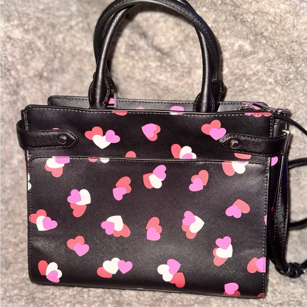 Kate Spade Staci Flutter Hearts Satchel (Black Multi) - w/ Storyline Card Holder - Picture 3 of 15